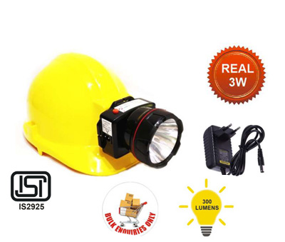 Rechargeable Led Headlamp Lithium Ion Model with ISI Marked Safety Helmet