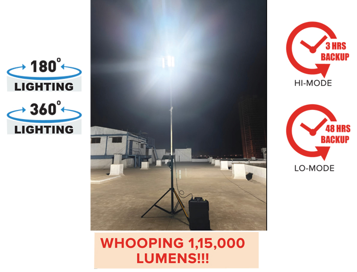 115000 Lumens With 14.5 FT Tower Light Light Adjustment